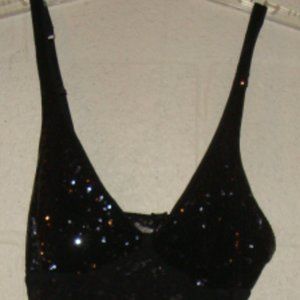 NEW Victoria's Secret Black Stretch Lace with Sequins Chemise Slip Nightgown